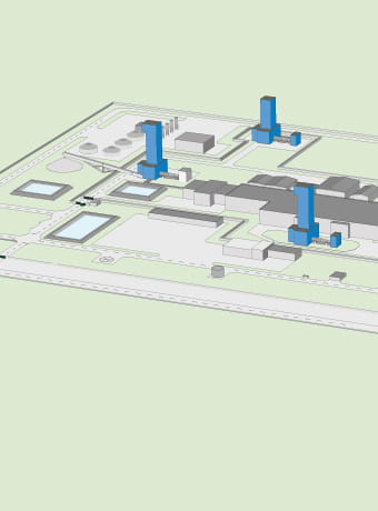 This diagram shows the layout of Adaptive Phased Management surface facilities for a deep geological repository, all of which are described on this page.