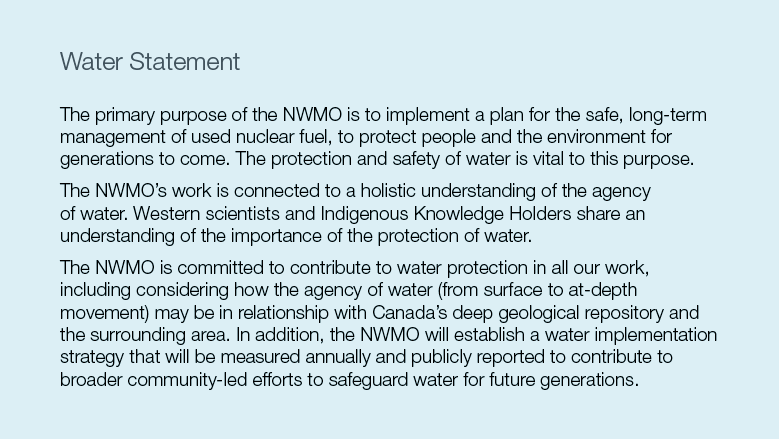 NWMO Water Statement