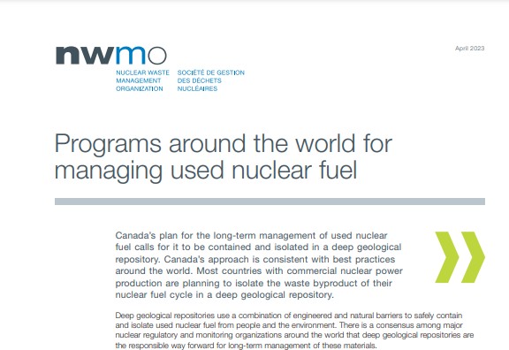 Programs around the world for managing used nuclear fuel