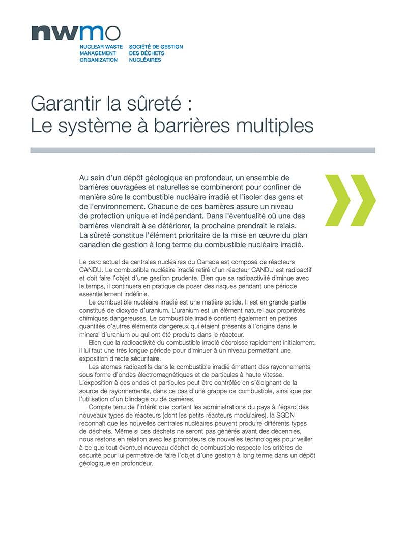 Garantir la sûreté : le système à barrières multiples