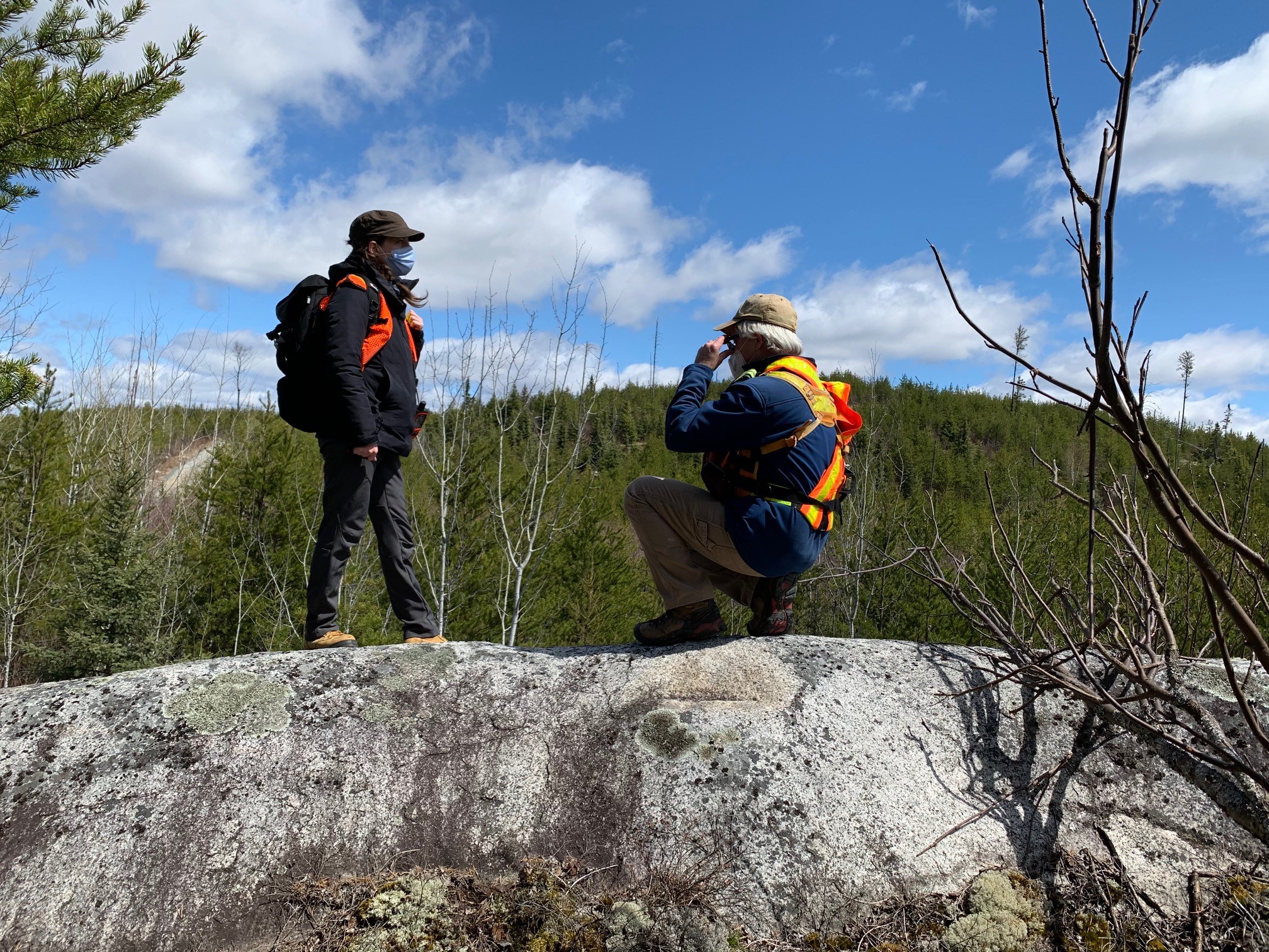 Geologists studying the rock in the Ignace area.