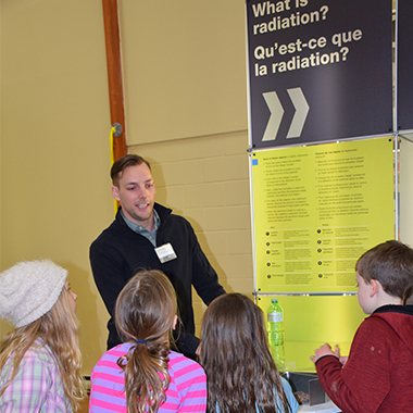 This image depicts local school children learning about radiation at the recent Huron-Kinloss open house.