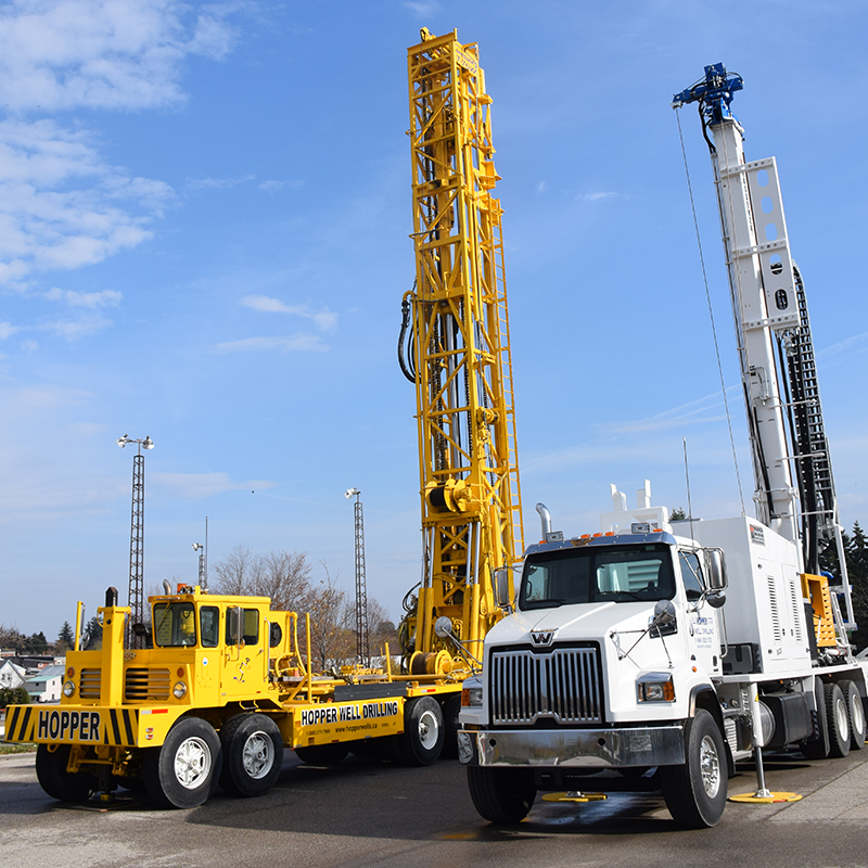 This photo shows two different drill rigs that could potentially be used for drilling core samples.