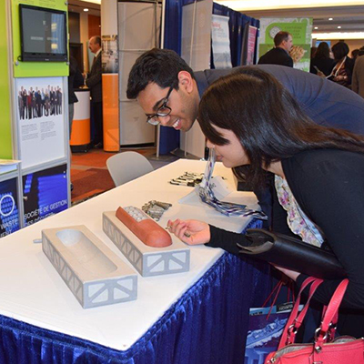 Numerous university students were among the visitors to the NWMO's trade show booth at the 2015 Canadian Nuclear Association Conference.