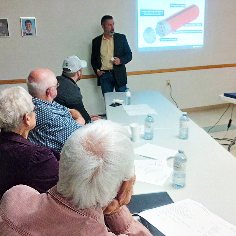 This photo depicts Derek Wilson of the NWMO providing a technical update at the October White River Community Liaison Committee meeting.