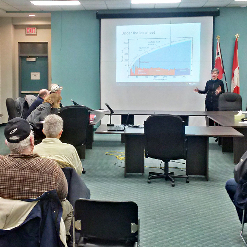 Monique Hobbs makes presentation to Manitouwadge committee.