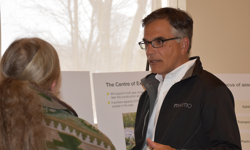 This photo shows a picture of Andre Vorauer, Senior Technical Specialist for the NWMO at the April Open House in Huron-Kinloss.