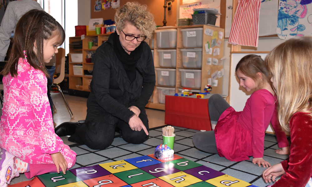 This photo shows Laurie Swami, President and CEO for the NWMO, at Ripley-Huron Community School.