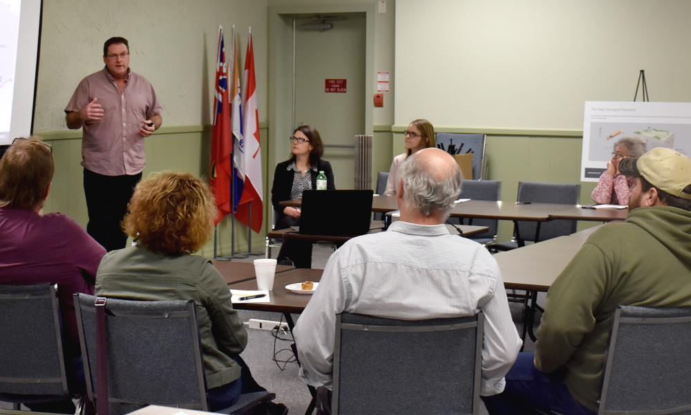 This photo shows a picture of a NWMO community workshop in South Bruce.