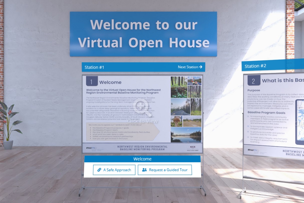 A screenshot of the NWMO's virtual open house