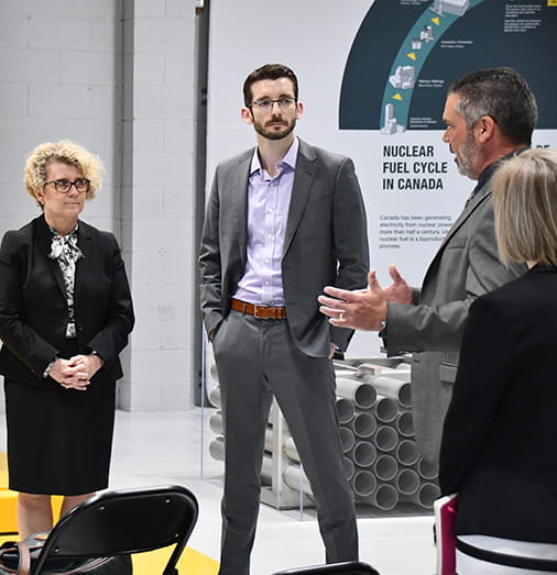 Members of the NWMO Executive Committee have a discussion