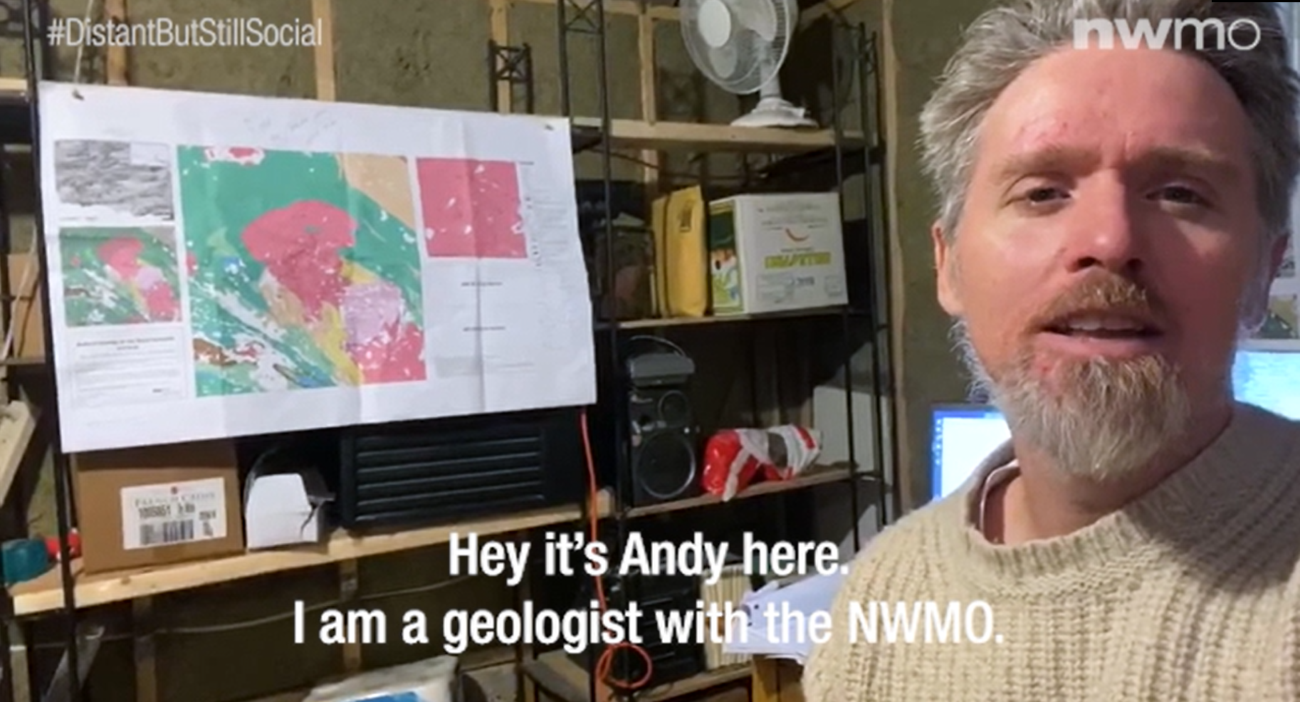 Andy Parmenter, NWMO geologist, talking about remote work that the Geoscience Team is doing during the COVID-19 outbreak