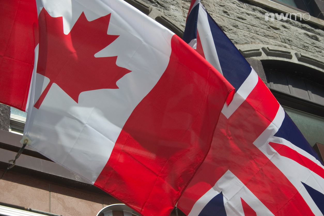 Canadian and British flags