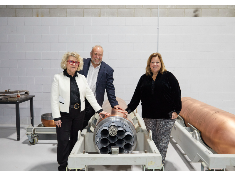 Laurie Swami leading a tour at the Oakville proof test facility.