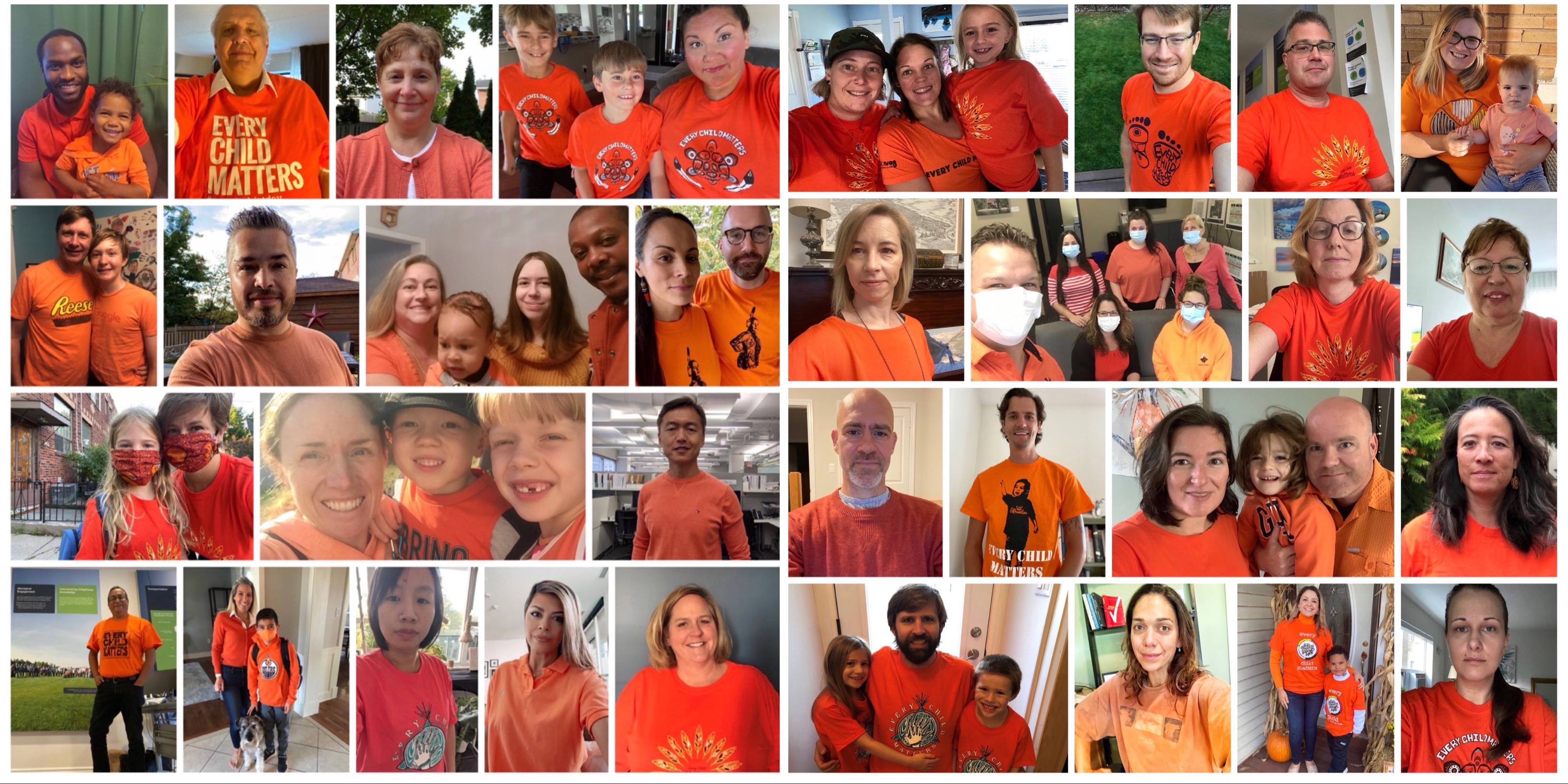 Collage of NWMO employees wearing orange