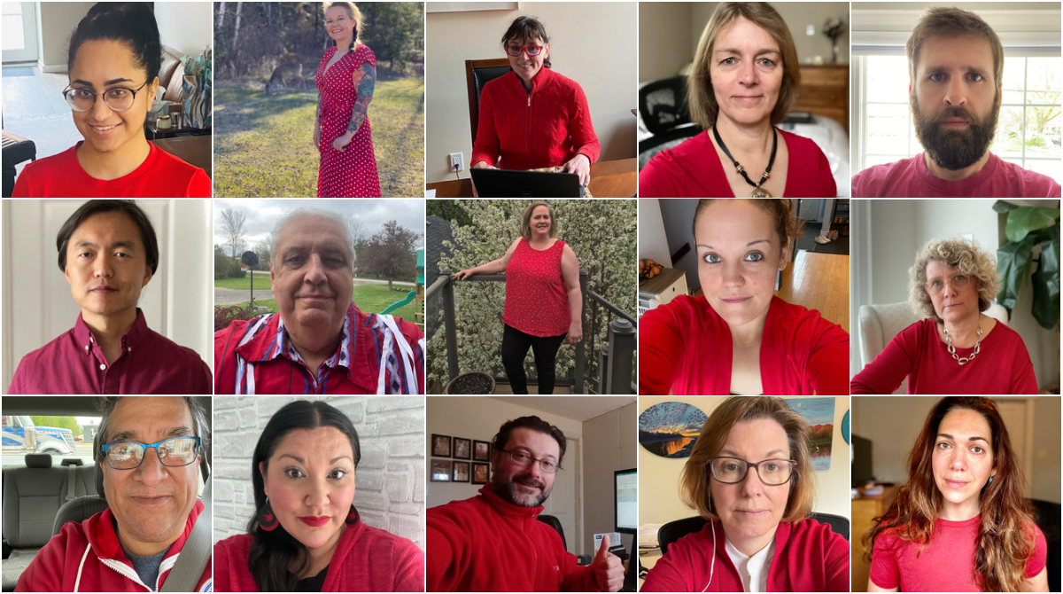 Collage of NWMO employees wearing red