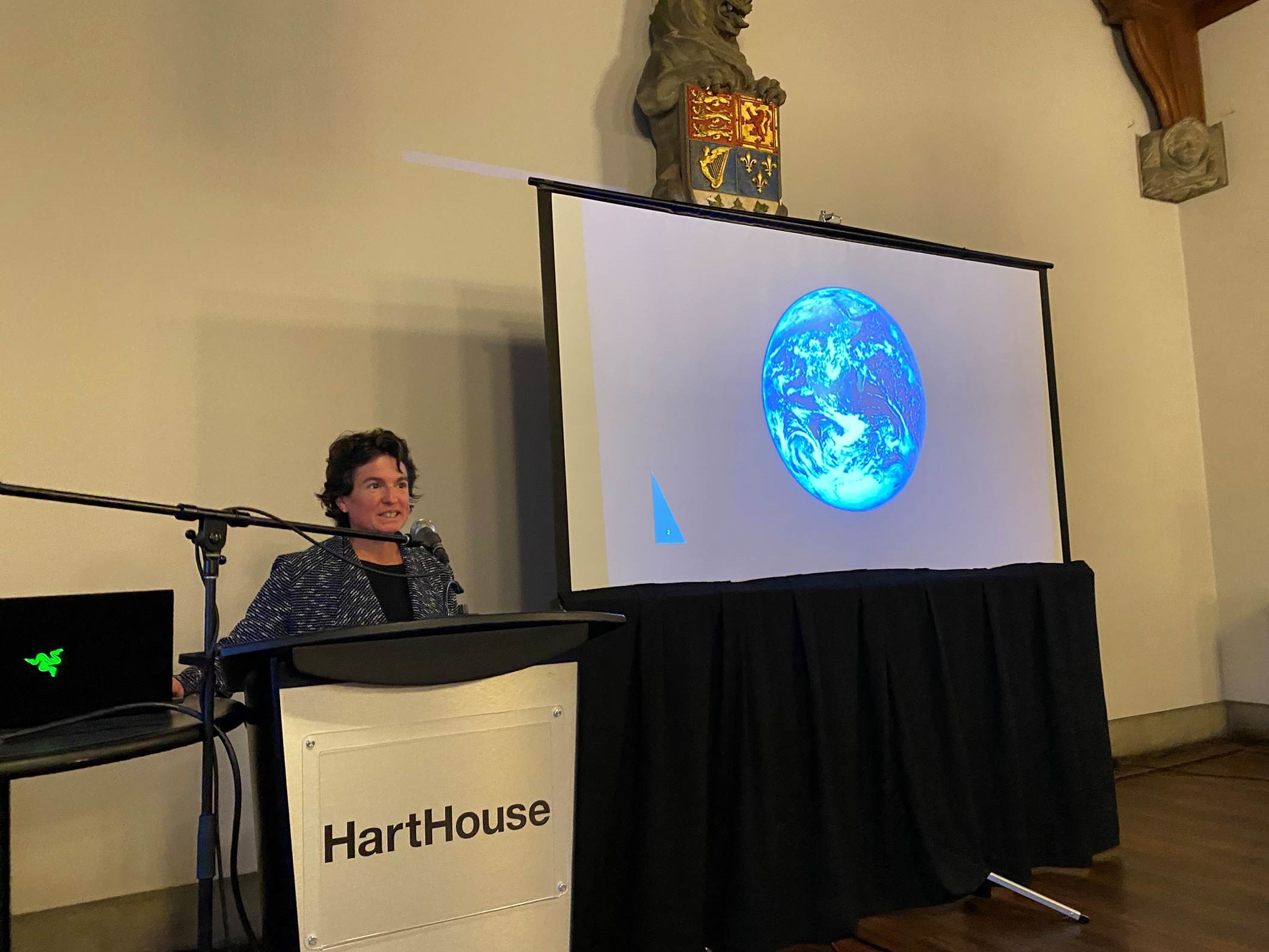 An NWMO employee presenting at a conference.